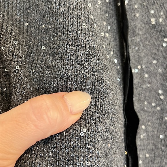 Michael Kors Gray Sequin Tie Neck Sweater - Picture 5 of 7
